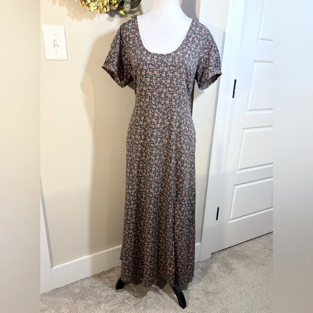 NATURAL LIFE Juliette Dress Floral Grey/Pink Boho Cottage Maxi Dress~ Large 🧡 - Picture 11 of 11